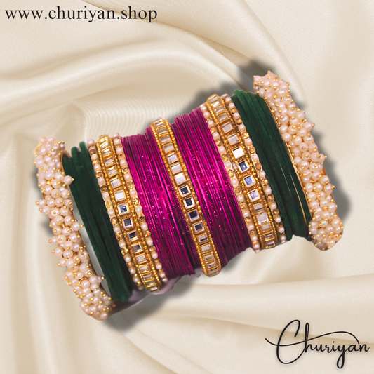 Fancy Bangles Kundan set (two-coloured)